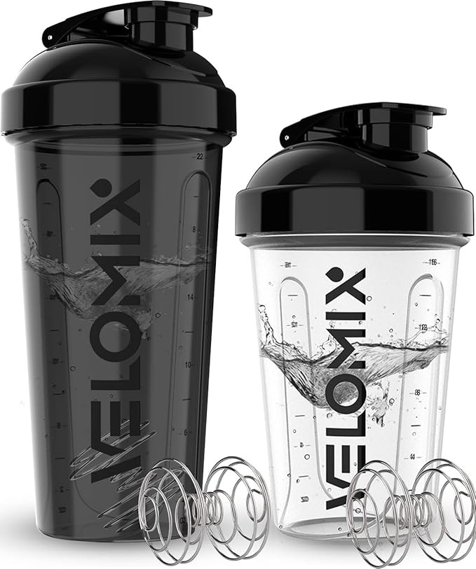 -2 Pack- 20&28 oz Protein Shaker Bottles for Protein Mixes - 2x Wire Whisk | Leak Proof Shaker Cu... | Amazon (US)