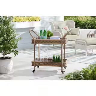 Hampton Bay Creekside Brown Rectangular Resin Wicker Outdoor Accent Table Bar Cart 59-237BR-444 -... | The Home Depot