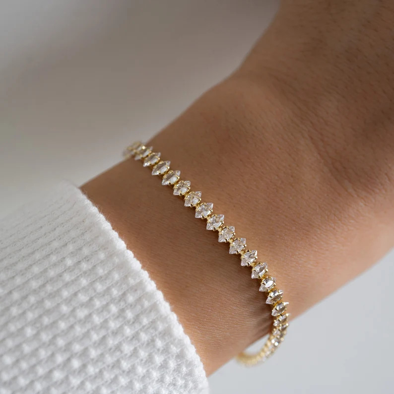 Tennis Bracelet, Gold Tennis Bracelet, Silver Bracelet, Diamond Bracelet, Dainty Bracelet, Gift f... | Etsy (US)