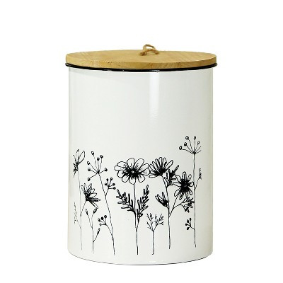 VIP Metal 10.5 in. White Growing Flowers Canister with Lid | Target