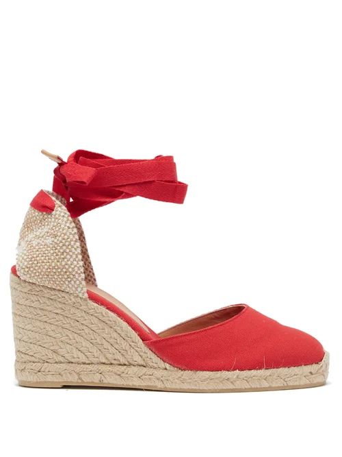 Castañer - Carina 80 Canvas & Jute Espadrille Wedges - Womens - Red | Matches (US)