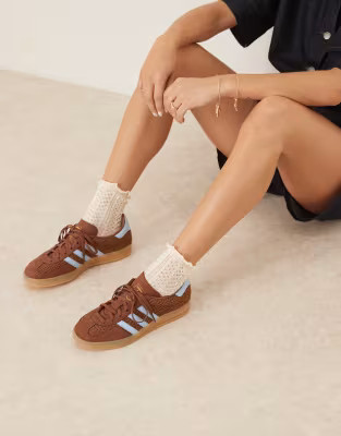 adidas Originals Gazelle Indoor trainers in light brown and blue woven | ASOS (Global)