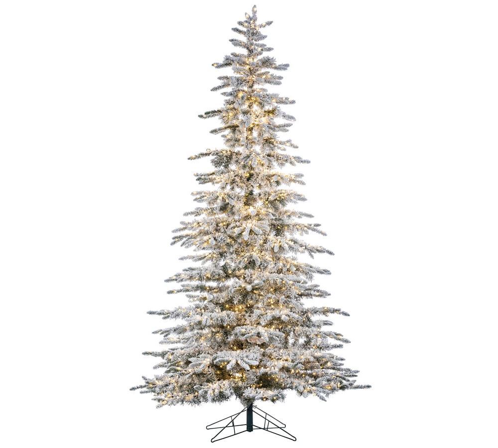 Pre-Lit Flocked Mountain Pine Artificial Christmas Tree, 9' | Pottery Barn (US)