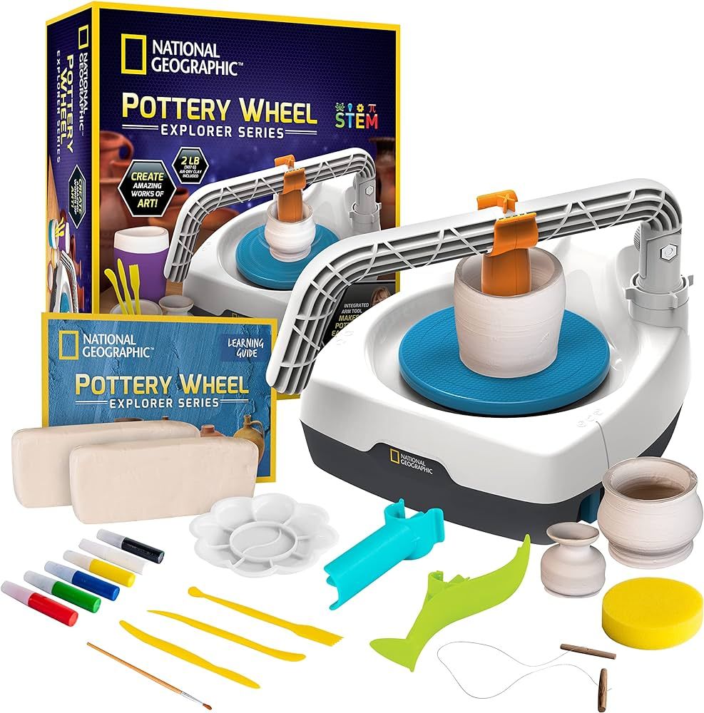 NATIONAL GEOGRAPHIC Pottery Wheel for Kids – Complete Kit for Beginners, Plug-In Motor, 2 lbs. ... | Amazon (US)