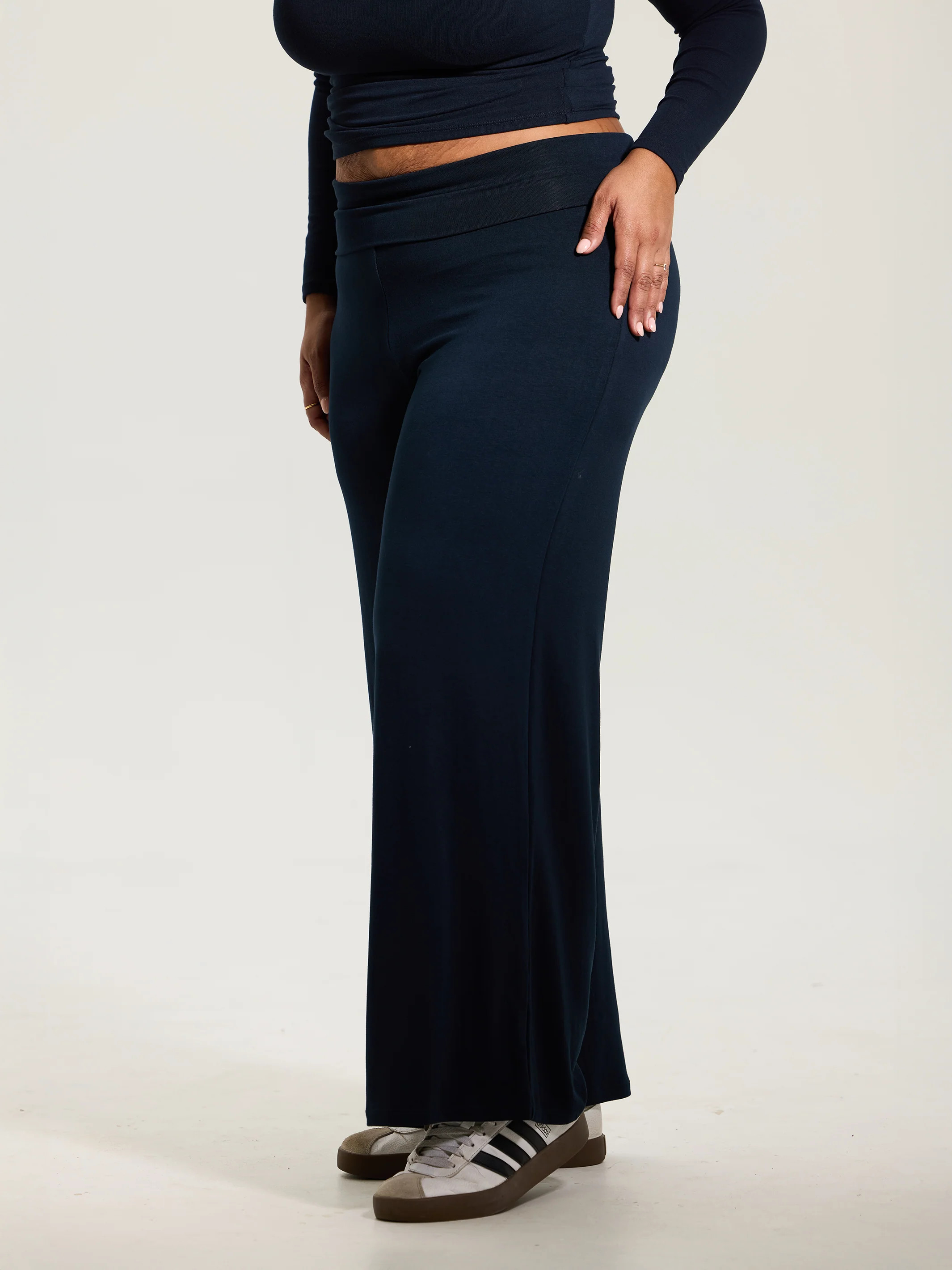 Fold Over Wide Leg Pants | Klassy