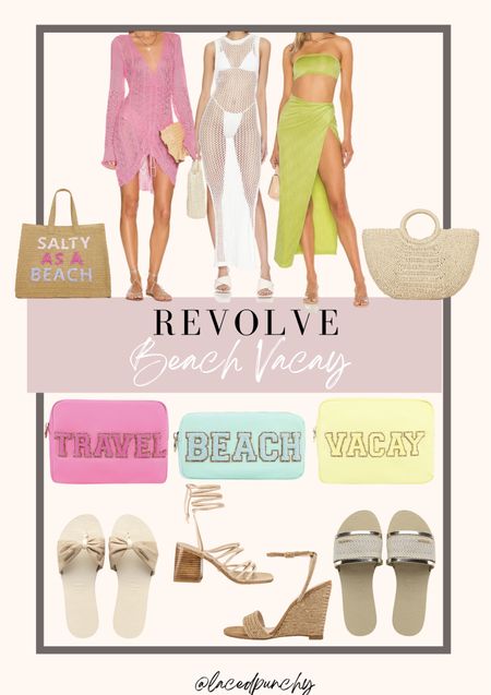 Revolve, summer mode, summer fashion, bathing suit cover-up, wicker bag, makeup bag, travel, beach, sandals, wedges 

#LTKSeasonal #LTKshoecrush #LTKstyletip