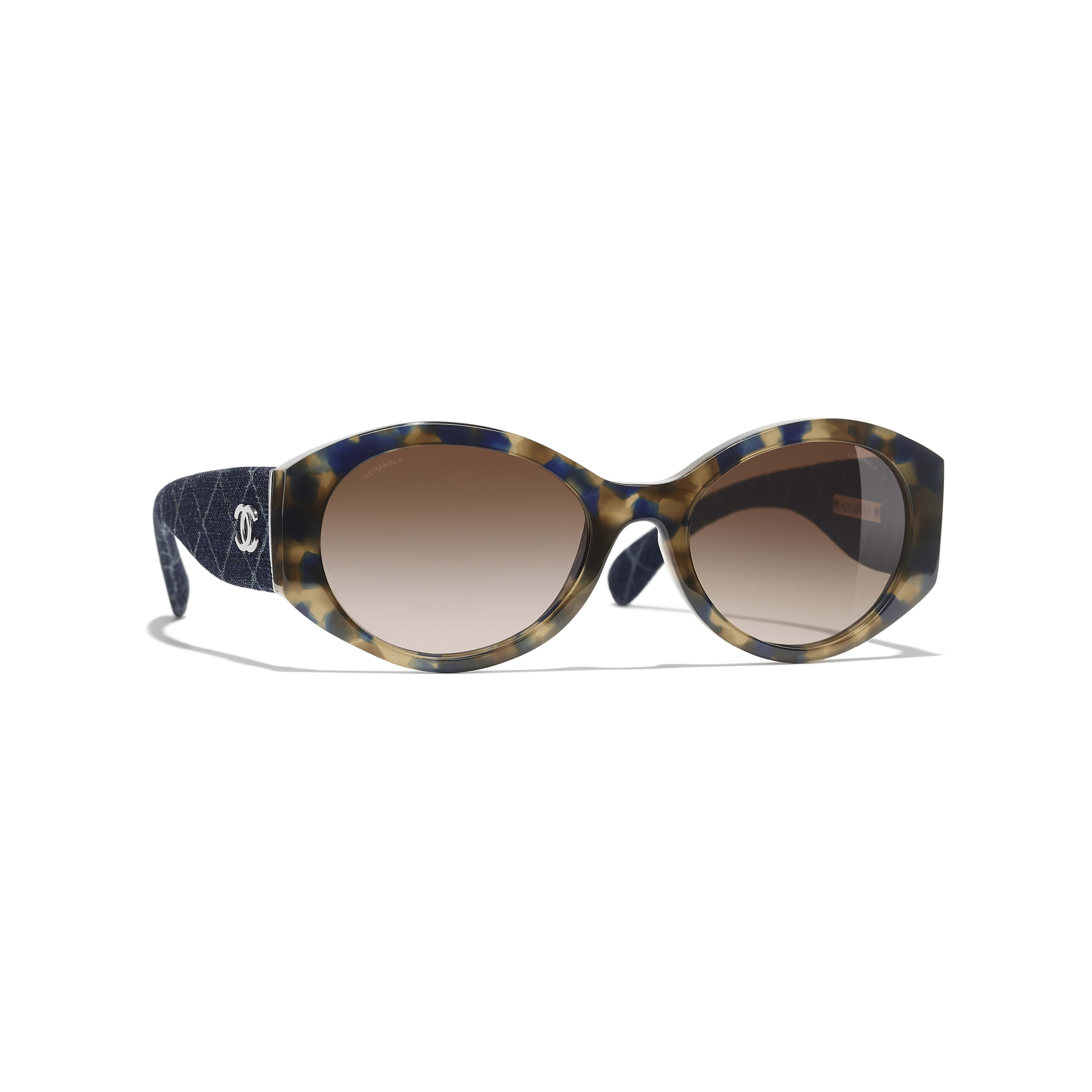 Oval Sunglasses  Blue Tortoise & Dark Blue  eyewear | CHANEL | Chanel, Inc. (US)