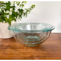 Vintage Blue Tint Pyrex Glass Nesting Mixing Bowls USA Made Set Of 3 | Etsy (US)