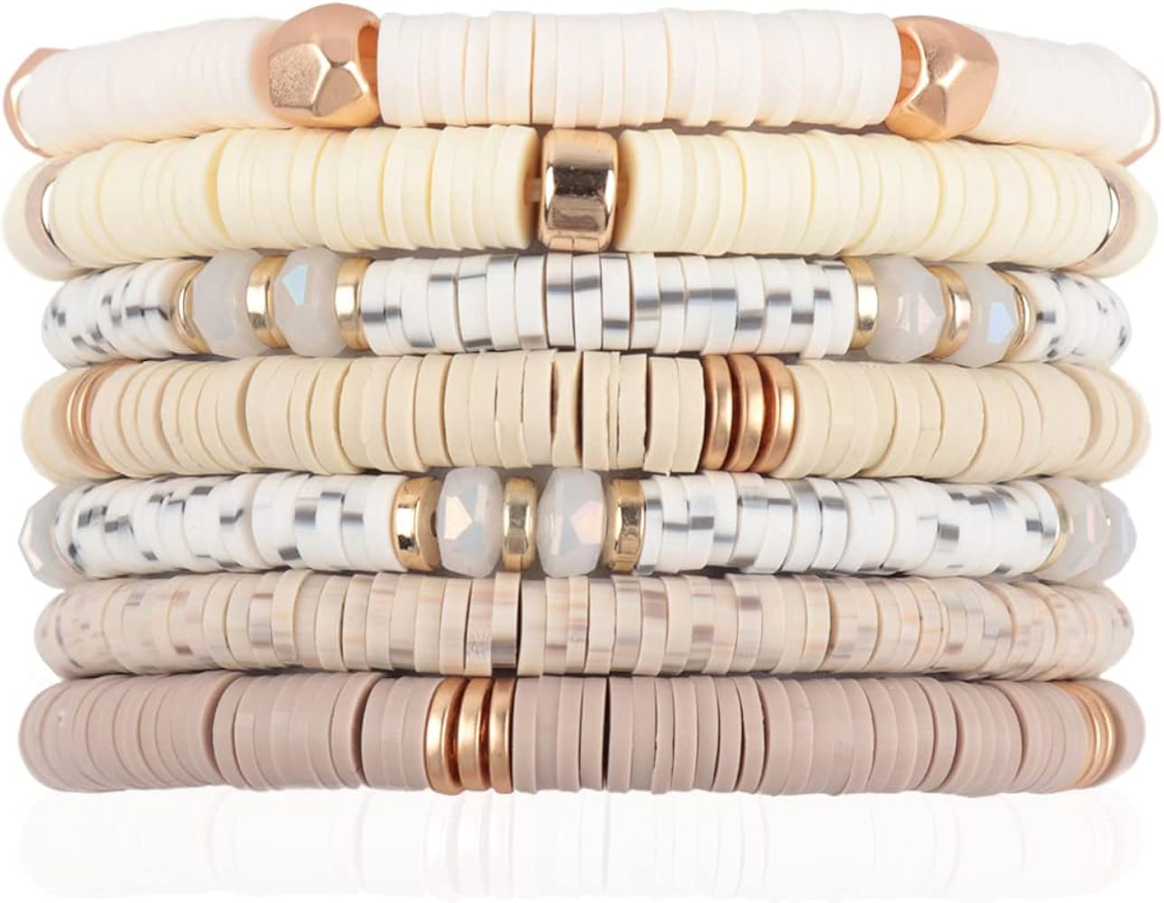 Bohemian Multi-Layer Beaded Stacking Statement Bracelets - Versatile Strand Stretch Sparkly Cryst... | Amazon (US)