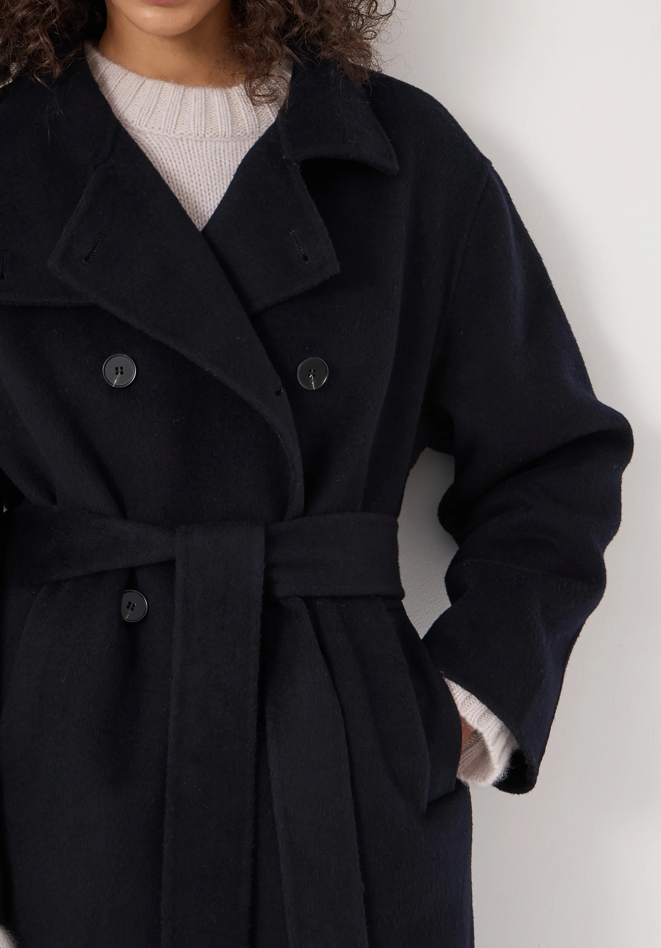 Pure Wool Belted Peacoat | Hush UK