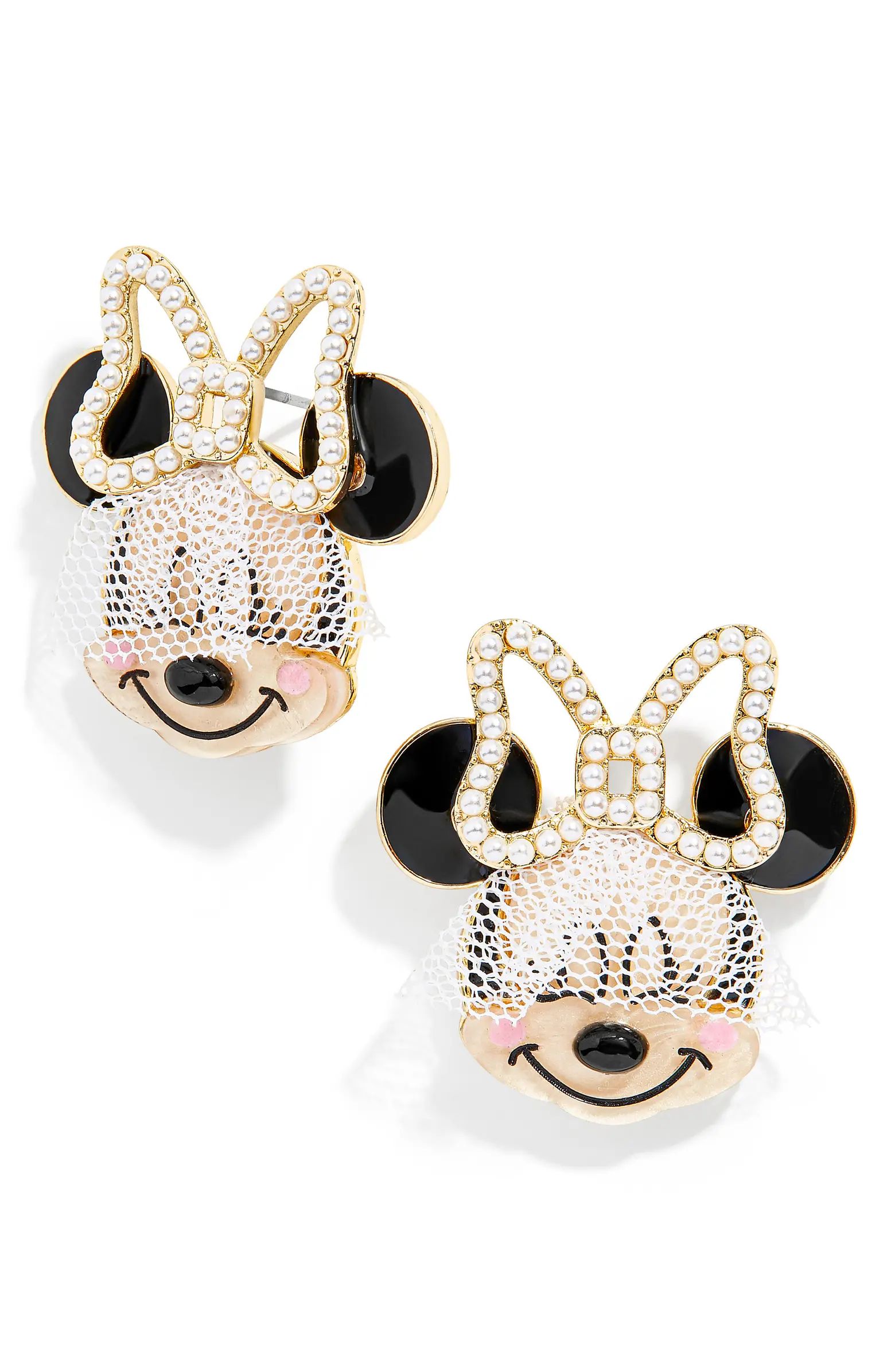 BaubleBar Disney® Bride Minnie Mouse Statement Stud Earrings | Nordstrom | Nordstrom