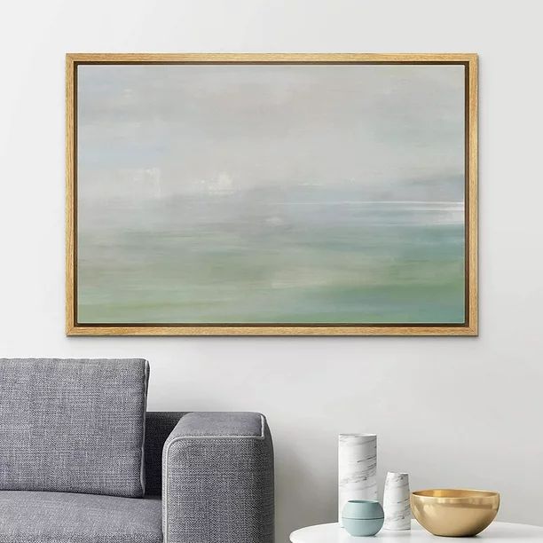 PixonSign Framed Canvas Print Wall Art Pastel Watercolor Green Blue Landscape Abstract Shapes Ill... | Walmart (US)
