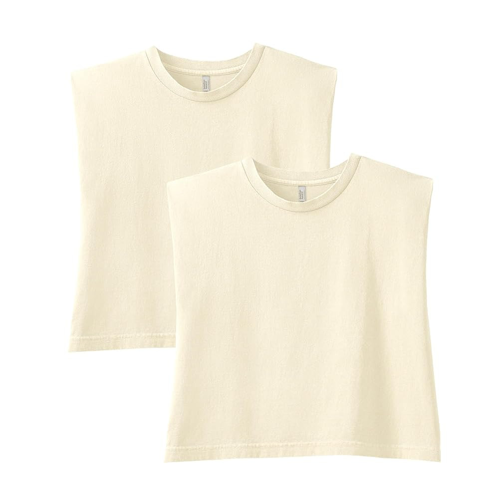 American Apparel Women's Heavyweight Cotton, Boxy, Cropped, and Garment Dyed Muscle T-Shirt, Styl... | Amazon (US)