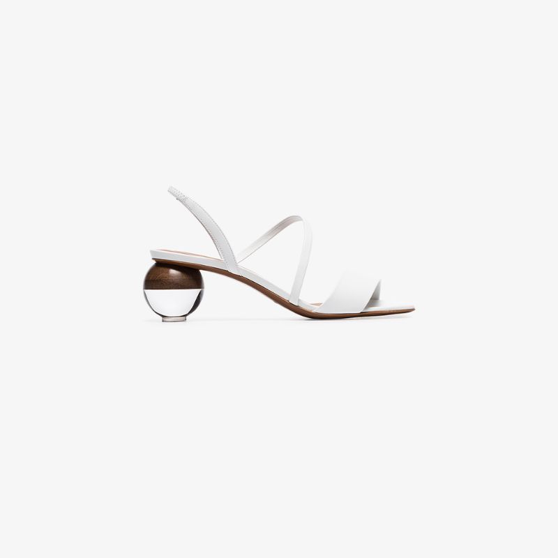 Neous white Latouria 55 round heel leather sandals | Browns Fashion