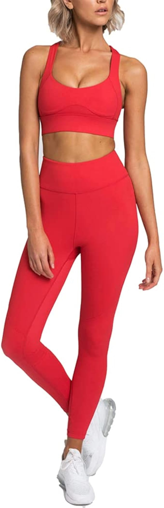 Hotexy Women Workout Sets 2 Pieces Suits High Waisted Yoga Leggings with Stretch Sports Bra Gym T... | Amazon (US)