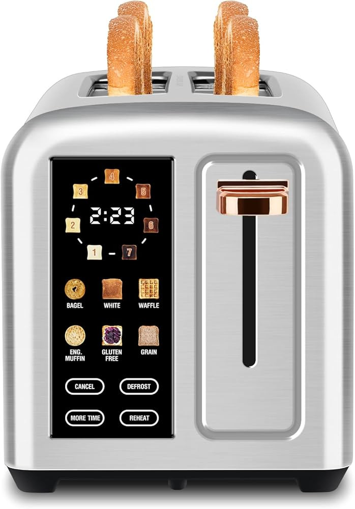 SEEDEEM Toaster 2 Slice with Touch Screen, Faster Heating Speed, 7 Shade Setting, 6 Bread Type, 1... | Amazon (US)