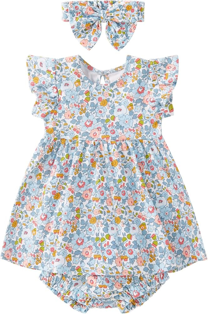 pureborn Baby Toddler Girl Dress with Bloomer Short and Long Sleeve Playwear Dress with Diaper Co... | Amazon (US)