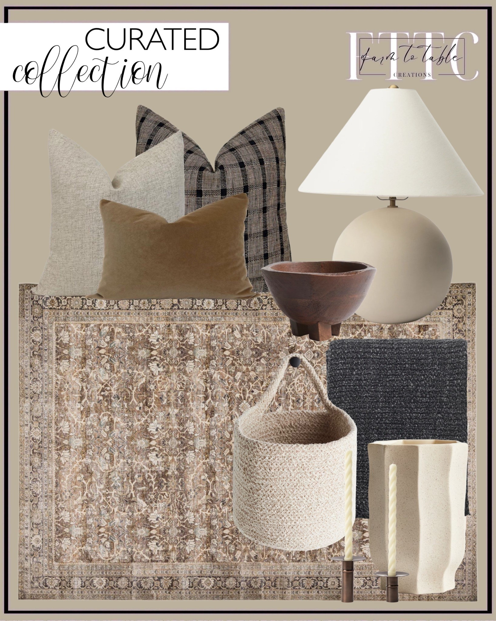 Curated Home Collection. Follow @farmtotablecreations on Instagram for more inspiration.

Mango wood serving bowl. Cotton Storage Basket. Pillow Combo Set Textured Sand Beige Neutral Sofa Accent Brown Cushion Cover Decorative Couch Throw Pillow Designer Brown Rust Neutral. Clarissa throw blanket. Isameta Rug. Stoneware Vase. Tess Ceramic Table Lamp. Courtland Taper Holder. Twisted Taper Candles. 

H&M Finds | Spring Decor | Entryway Decor | Bedroom Furniture | nightstands | Home Decor| Fireplace Decor | Spring Refresh |  Bedroom Finds | Neutral Stems | Spring Stems | Bookshelf Decor | Bedroom Space | Cozy Corner | Bathroom | Curated Entryway | Spring  Decor | End of Year Clearance | Trending Decor | Viral Decor  | Coffee Table Decor | Neutral Decor | Stem Sale | Target Finds | Skinny Bench | Bedroom | Living Room | Breakfast Nook | Amazon Home | Target Sale | Loloi Rugs | Magnolia Home | console table | console table styling | faux stems | entryway space | front porch decor | neutral decor | entryway decor | cozy home | affordable decor |  home decor | home inspiration | console styling | entryway rug | cozy moody home | moody home decor | neutral home | bathroom decor | living room | spring decor | Hearth & Hand | Studio McGee | 2025 Home Trends | trending home | 

#LTKHome #LTKSaleAlert #LTKFindsUnder50