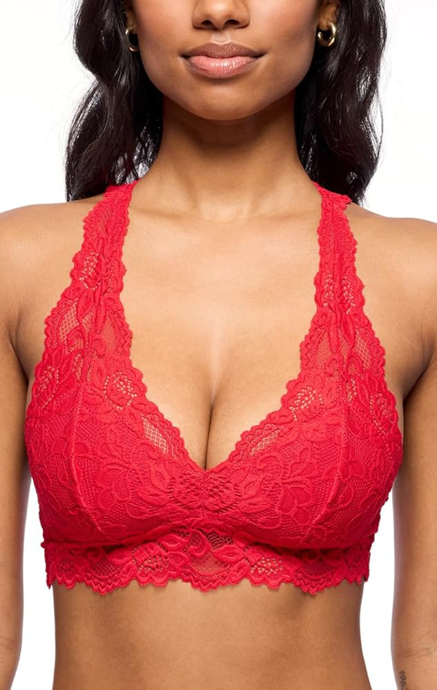 Mia Lace Bralette for Women, Unpadded and Unlined Wireless Bra, Perfect Racerback Everyday Linger... | Amazon (US)