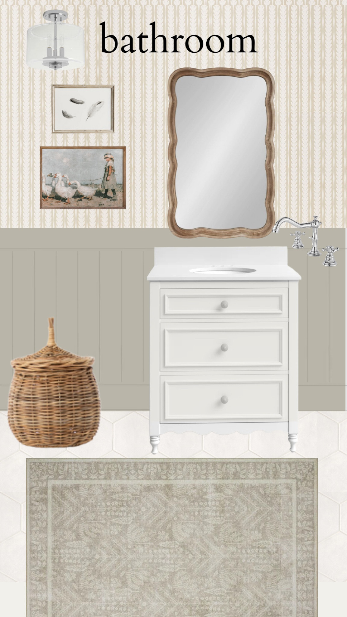 Bathroom mood board for kids guest bathroom with wallpaper and shiplap 

#LTKstyletip #LTKSeasonal #LTKhome