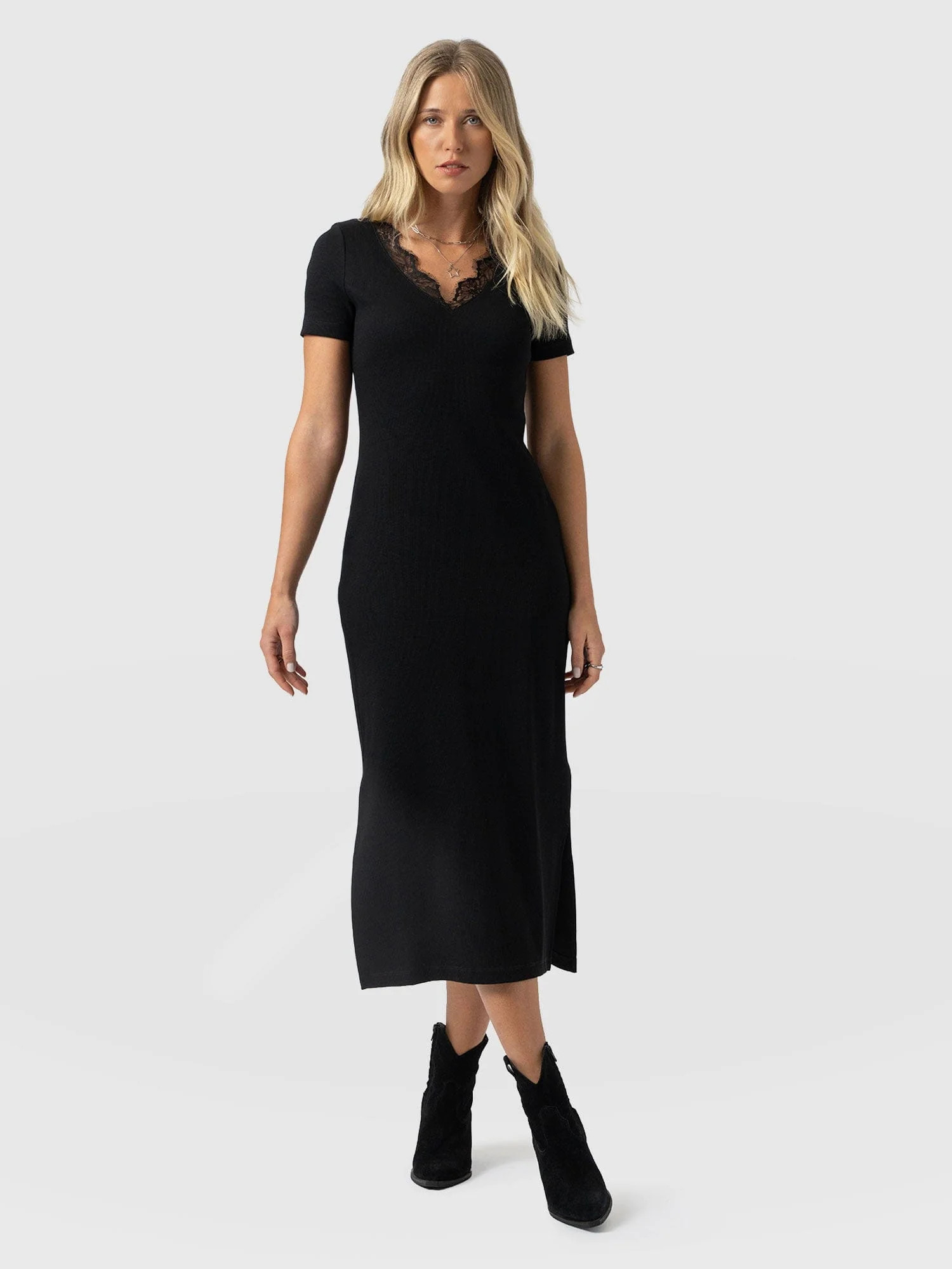 Andie V Neck Dress - Black Lace | Saint + Sofia