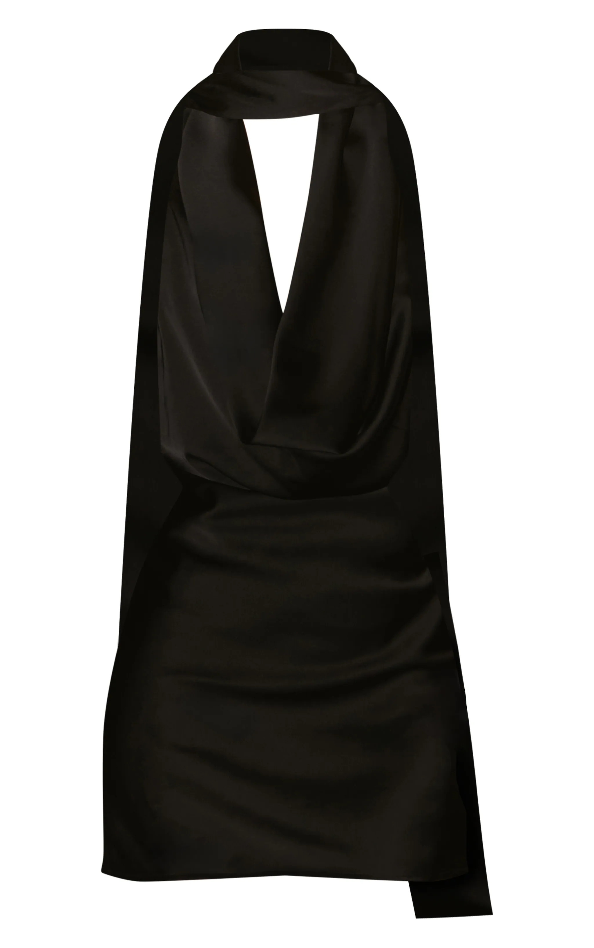 Black Satin Cowl Neck Mini Dress | PrettyLittleThing UK