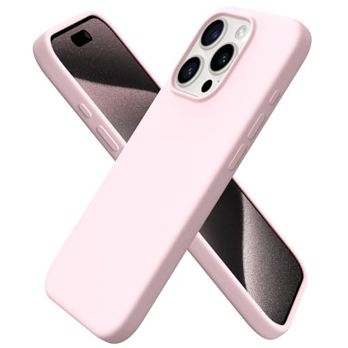 ORNARTO Compatible with iPhone 15 Pro Case 6.1", Liquid Silicone 3 Layers Full Covered Soft Gel Rubber Cover, Shockproof Protective Slim Phone Case with Anti-Scratch Microfiber Lining-Chalk Pink | Amazon (US)