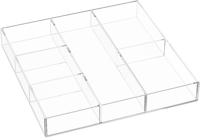 HIIMIEI Acrylic Drawer Organizer, 6 Section Clear Makeup Tray Organizer for Drawer Office Bedroom... | Amazon (US)