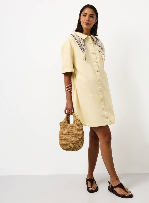 Light Yellow Denim Mini Shirt Dress 14 | Tu Clothing