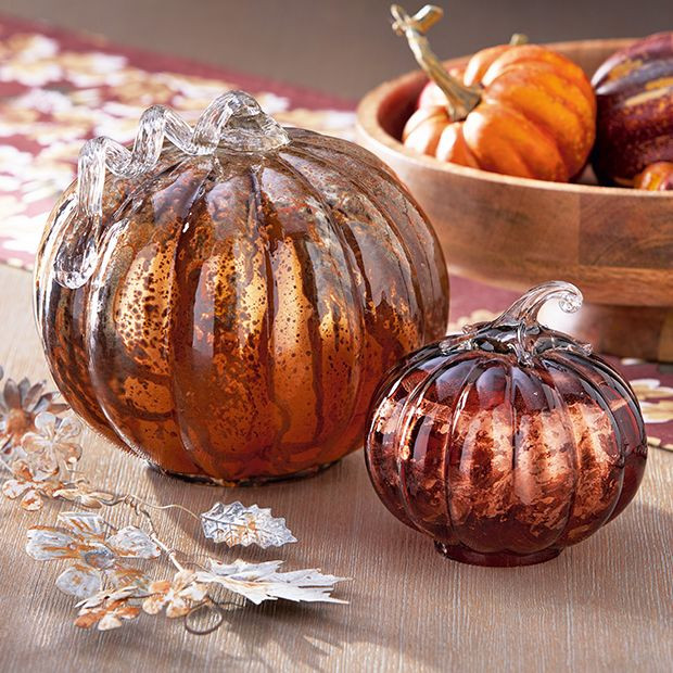 Antiqued Bronze Glass Pumpkin | Antique Farm House