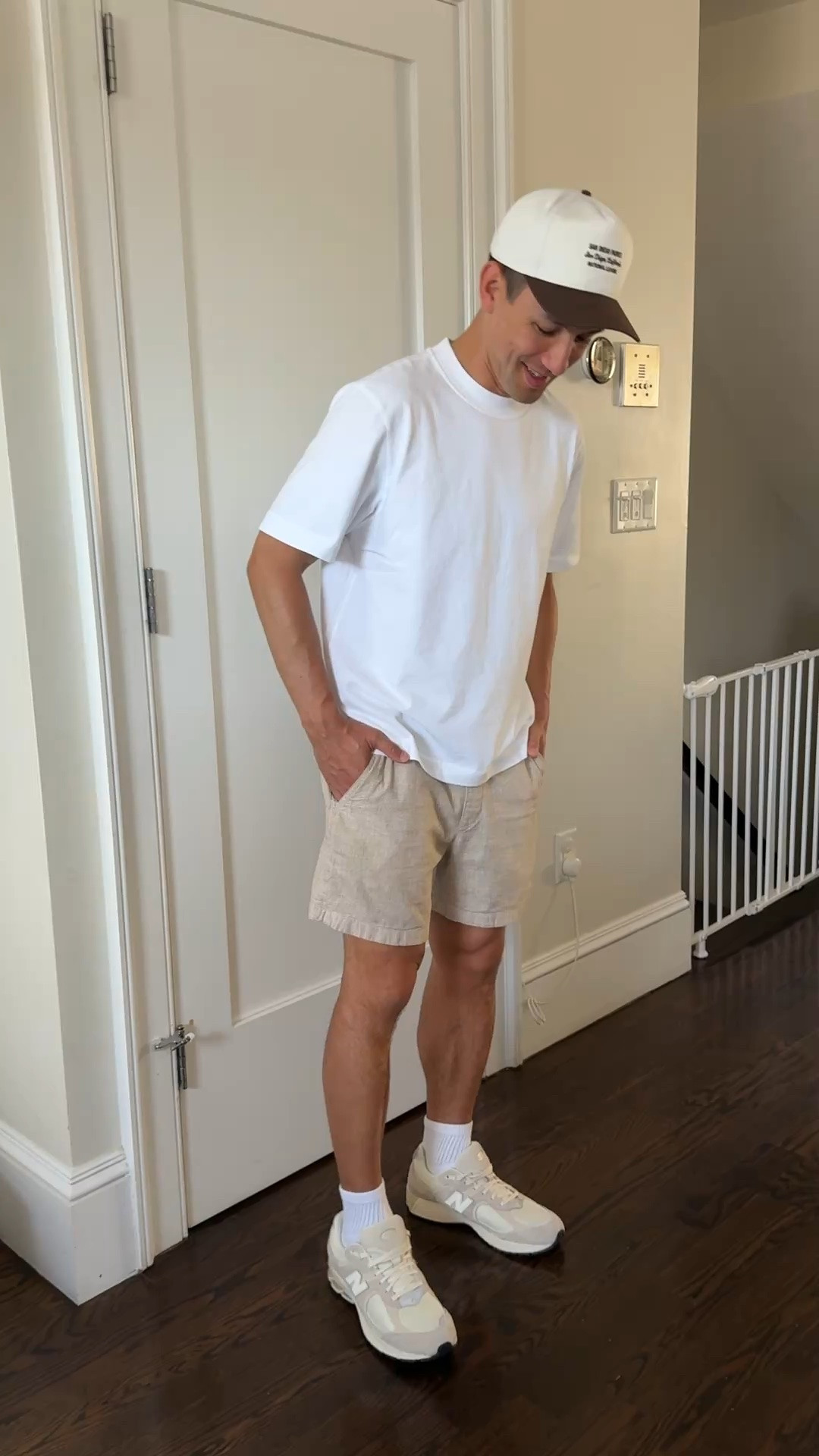 • On major sale: supportive New Balance sneakers TTS 
• great men’s shorts, on sale + code AFJEAN for extra 15% off Abercrombie. 
Nick is 5’8” 165 lb takes Medium and loves the beige linen, navy 
• also linked his fave jcrew textured shirt, he has Medium 
• He loves these cotton tee shirts in size Small, and the swim shorts in Medium.

#LTKSaleAlert #LTKMens