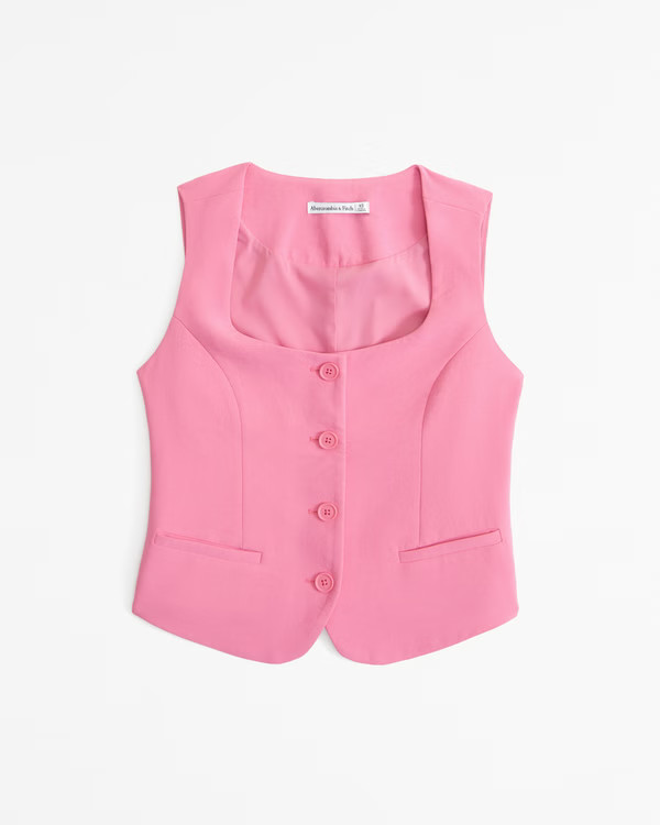 Premium Crepe Vest Squareneck Set Top | Abercrombie & Fitch (US)
