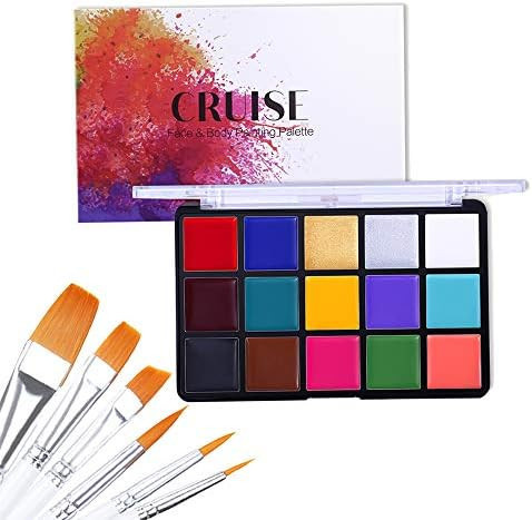 MEICOLY 15 Colors Professional Oil Based Face Body Painting Pigment Art with 6 Brushes Halloween ... | Amazon (US)