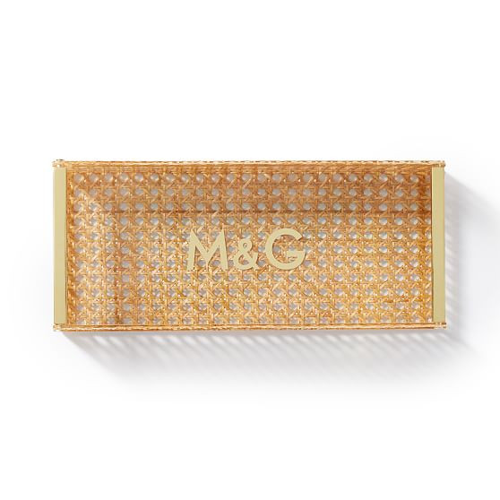 Rattan Caning and Acrylic Serving Tray | Mark and Graham