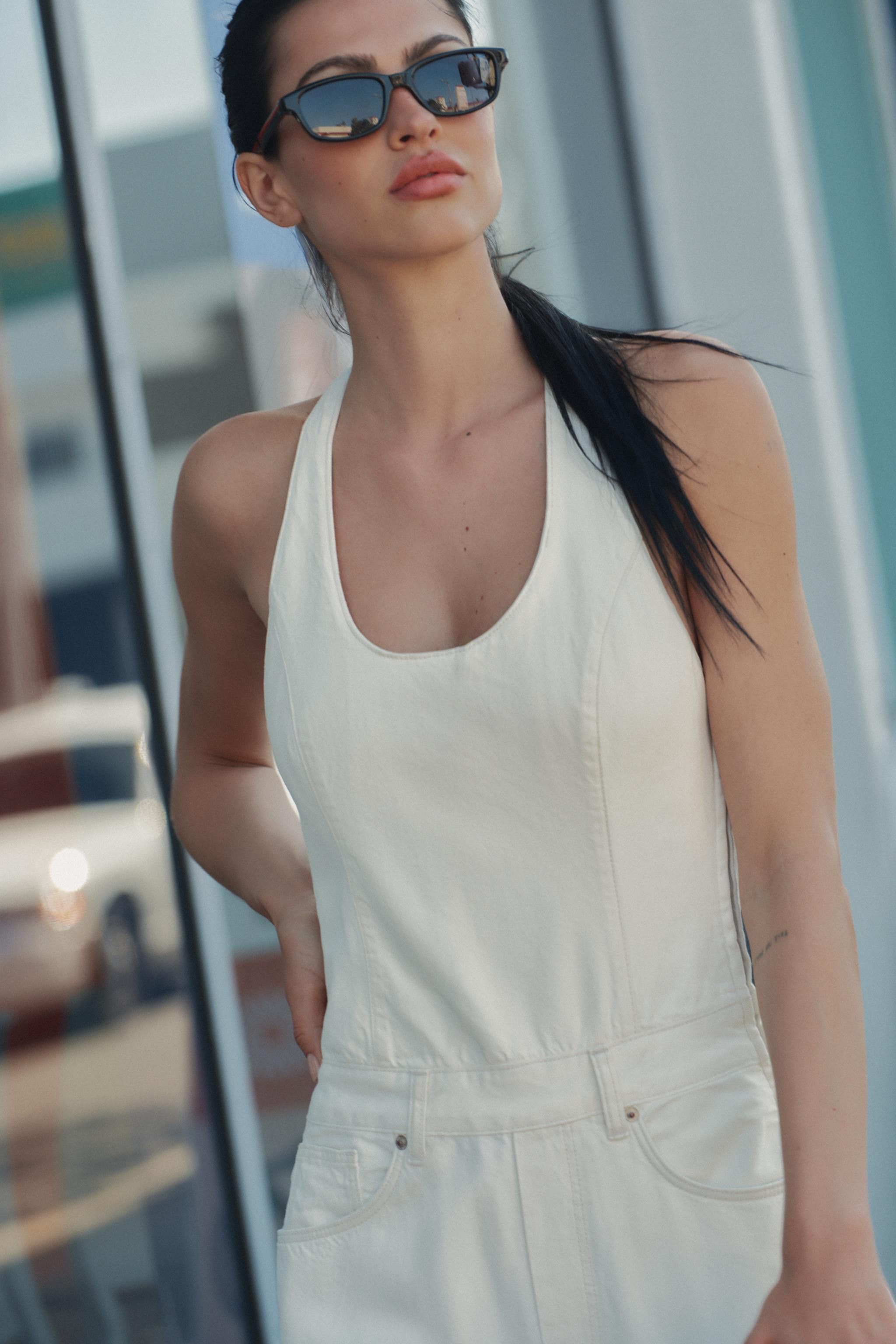 TRF DENIM STRAPPY JUMPSUIT | Zara US