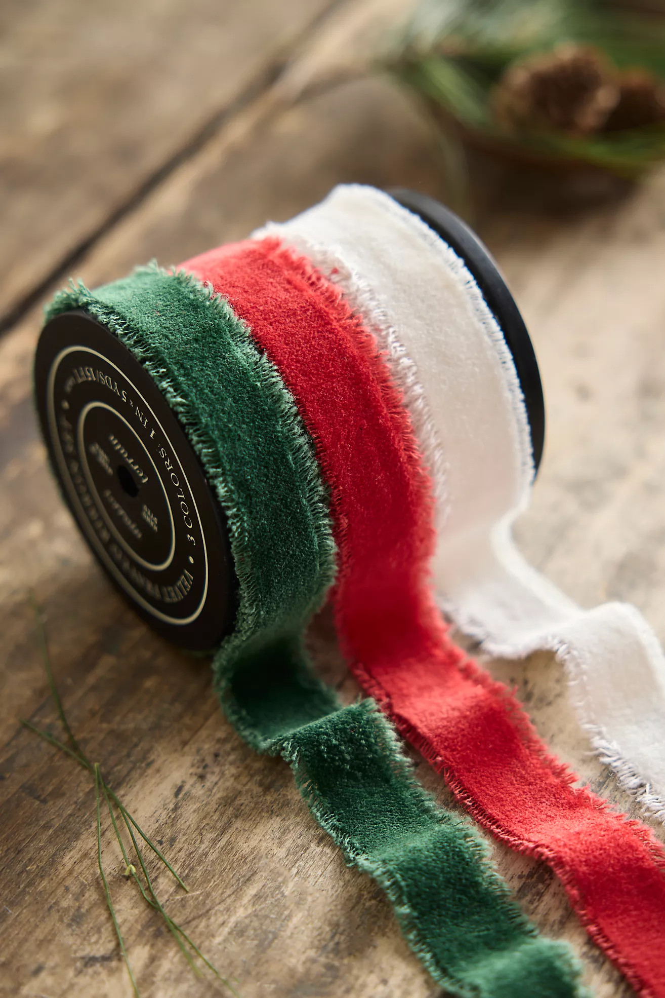 Antiqued Frayed Velvet Ribbon, Set of 3 | Anthropologie (US)