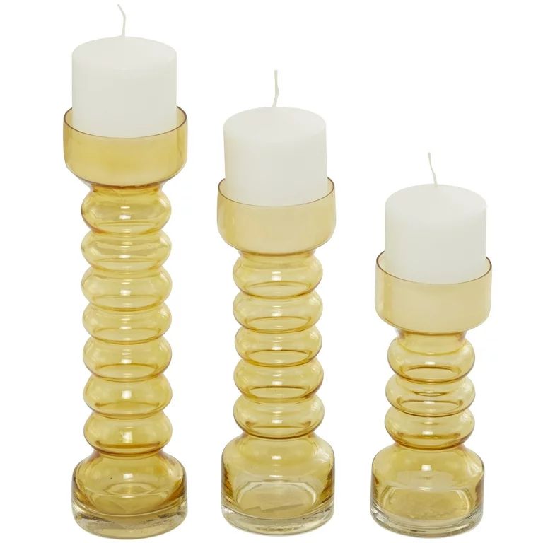 The Novogratz 3 Candle Yellow Glass Bubble Pillar Candle Holder, Set of 3 | Walmart (US)
