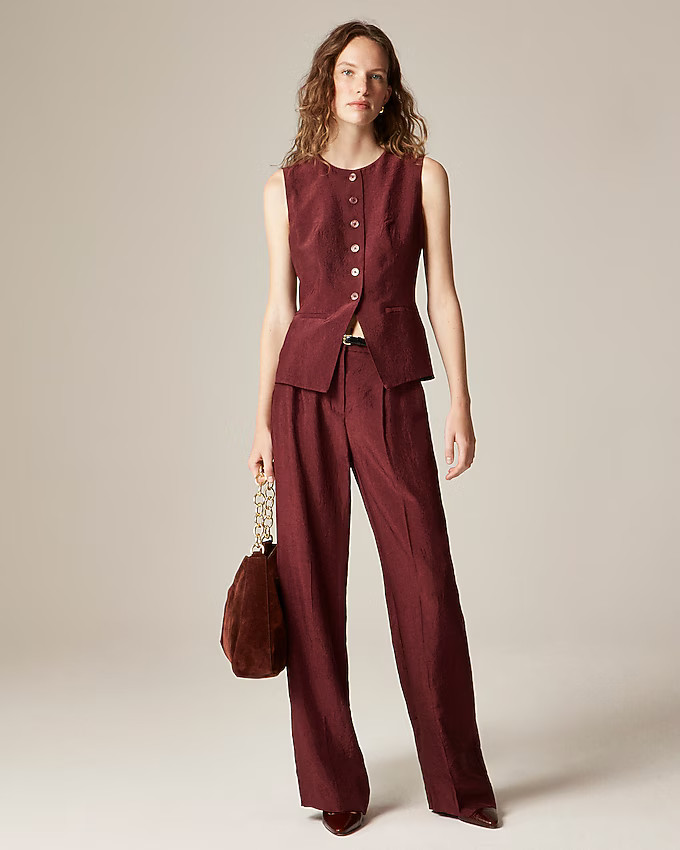 Essential wide-leg pant in textured satin | J. Crew US