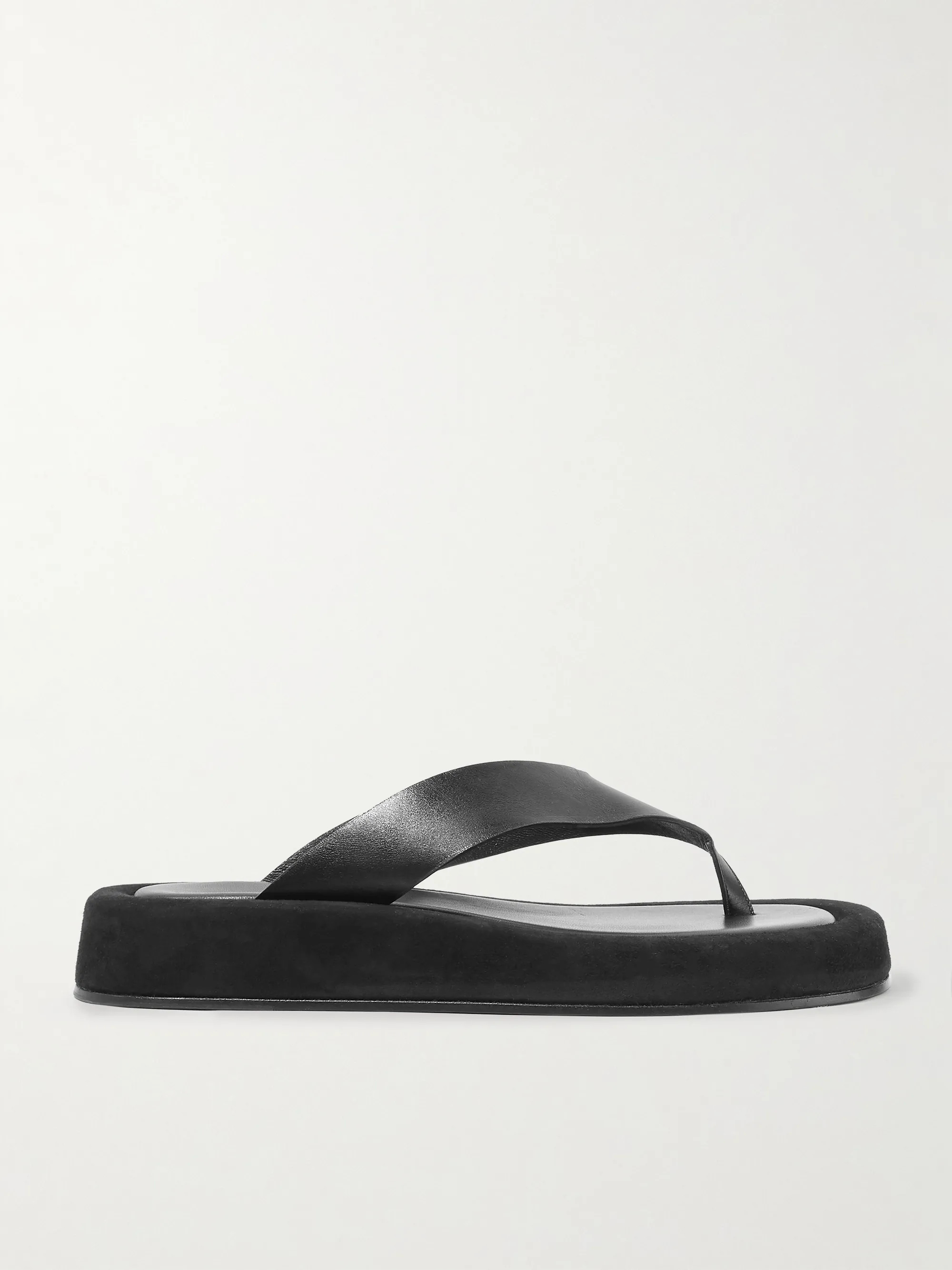 Ginza leather and suede platform flip flops | NET-A-PORTER (US)