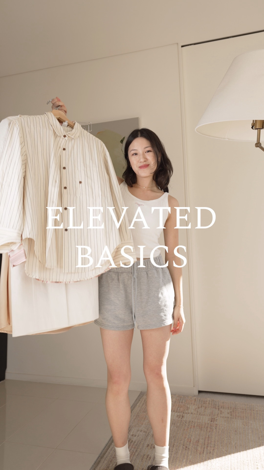 Elevated basics 
Wearing both shirts in XS, I recommend sizing down 
Denim shorts in XS (true to size)
White blouse with puff sleeve is from Balzac Paris