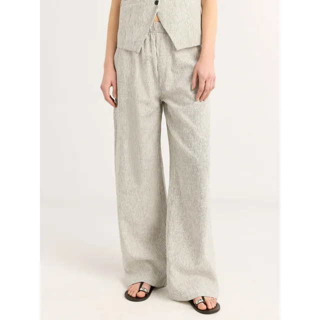 Scoop Women's Linen Blend Wide Leg Pants, 32" Inseam, Sizes XS-4X | Walmart (US)