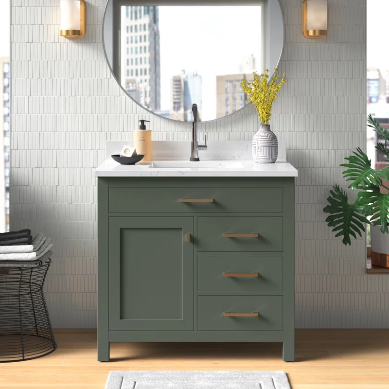 Atencio 36'' Single Bathroom Vanity with Engineered Stone Top | Wayfair North America