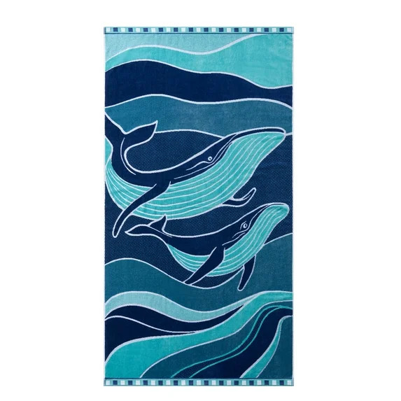 Better Homes & Gardens Cotton Blend Blend Beach Towel, 72 x 38 in, Whale | Walmart (US)