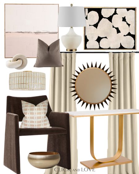 Neutral home decor finds for every room! Neutral tones are perfect in any space or style! Use these pieces to add texture and dimension to your home 👏🏼

Home decor, neutral home decor, velvet dining chair, console, ceiling light, velvet pillow, Abstract art, decorative accessories, table lamp, mirror, modern home decor, transitional home decor, budget friendly home decor

#LTKhome #LTKunder100 #LTKstyletip