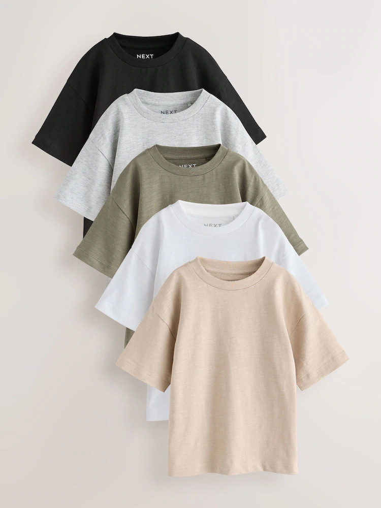 Black/Grey/Stone/Green/White Short Sleeve T-Shirts 5 Pack (3mths-7yrs) | Next US