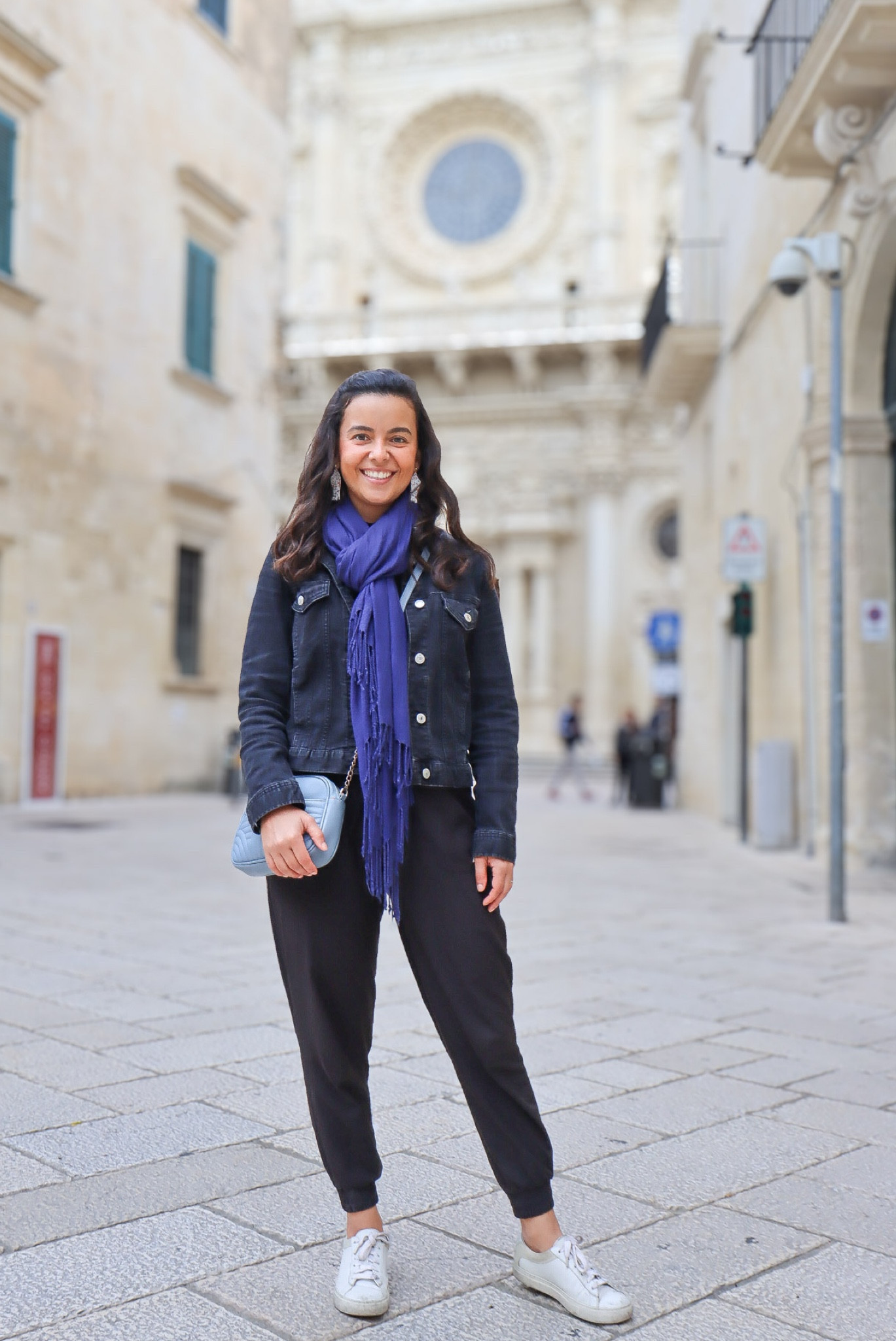 Easy to recreate travel look  - and most importantly, comfortable!
Joggers + sweater + denim jacket + white sneakers and pashmina as a scarf! 🙌🏻

#LTKeurope #LTKtravel #LTKstyletip