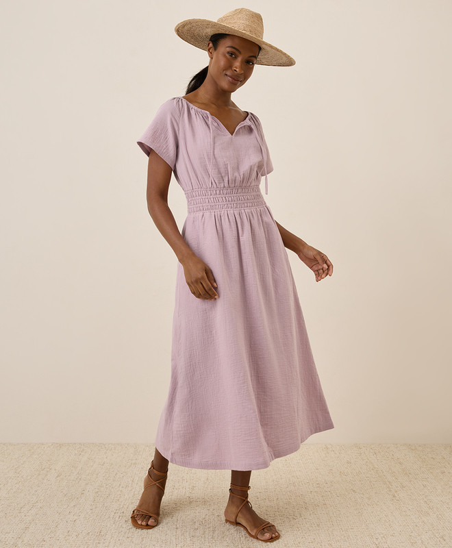 Women’s Coastal Double Gauze Boho Midi Dress made with Organic Cotton | Pact | Pact Apparel