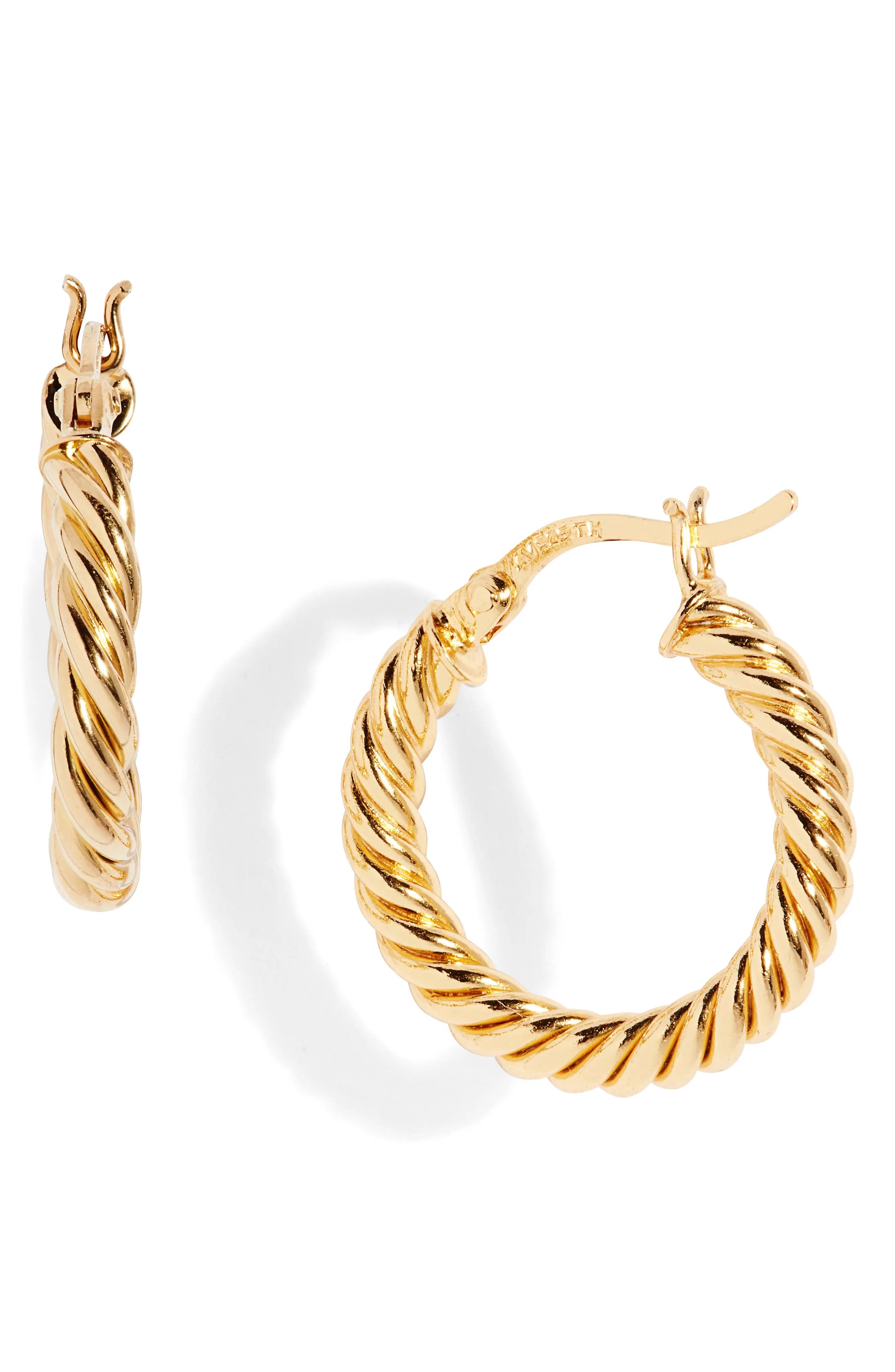 Argento Vivo Sterling Silver Twisted Hoop Earrings in Gold at Nordstrom | Nordstrom