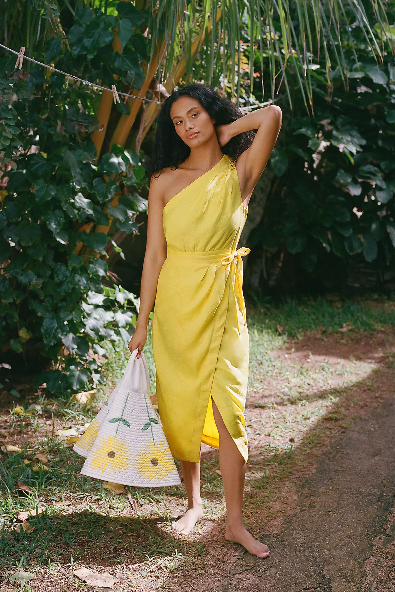 By Anthropologie One-Shoulder Linen Dress | Anthropologie (US)
