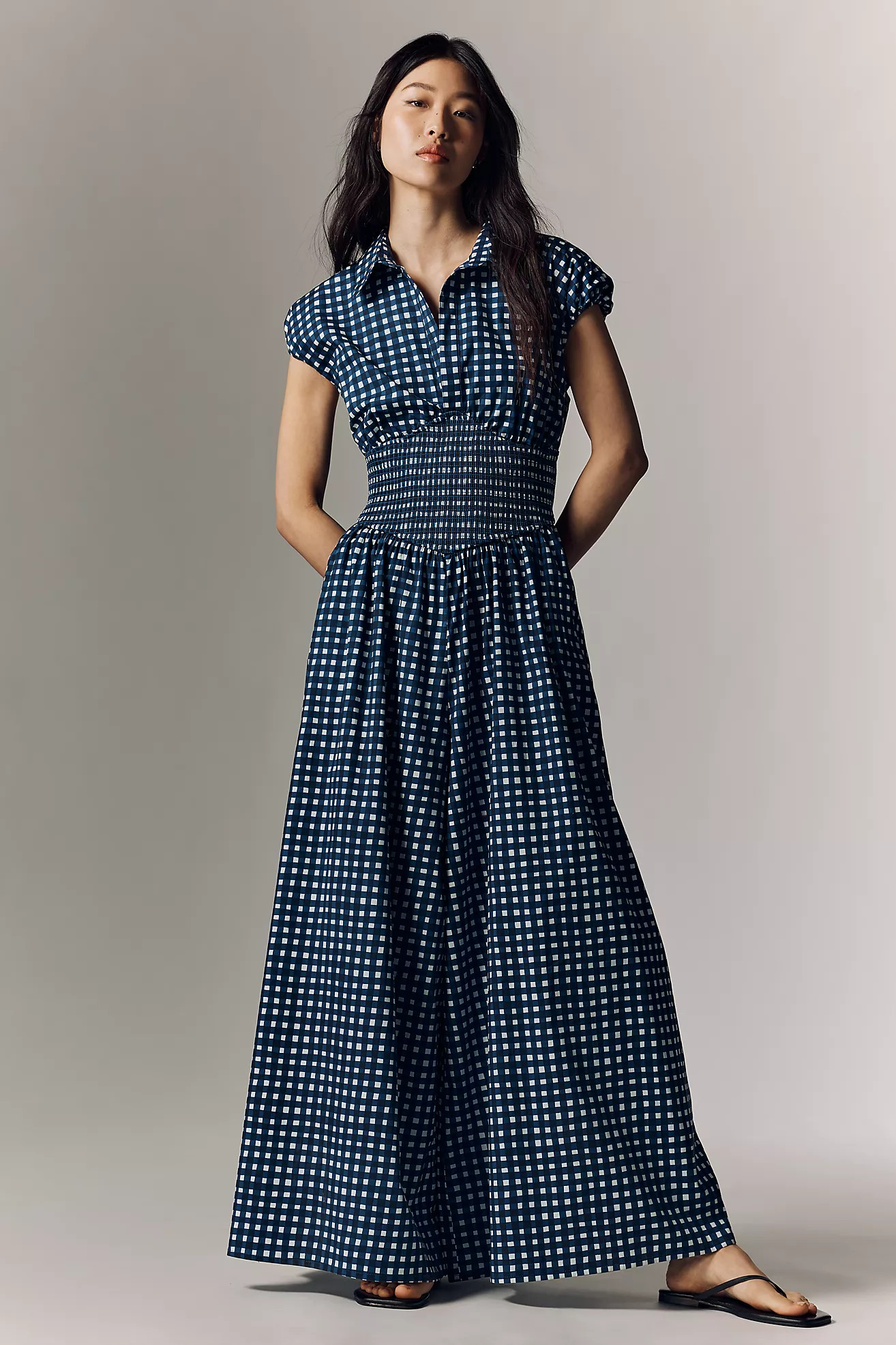 Hutch Gingham Basque-Waist Jumpsuit | Anthropologie (US)